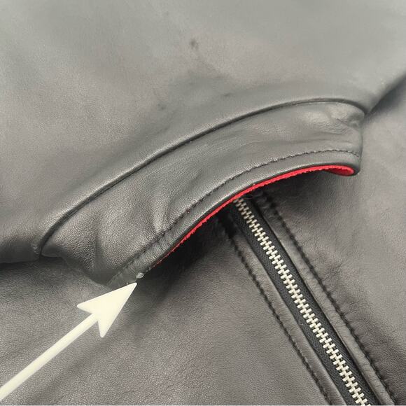 PENDLETON Vest Vintage Black 100% Leather Zip Up Red Fleece Interior Size Small - Picture 10 of 13